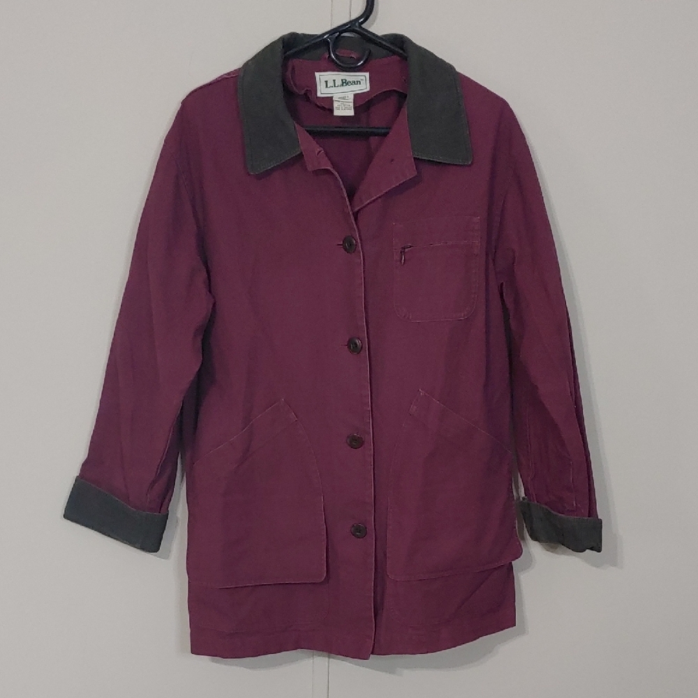 L.L. Bean Women's Utility Jacket in Burgundy and Gray